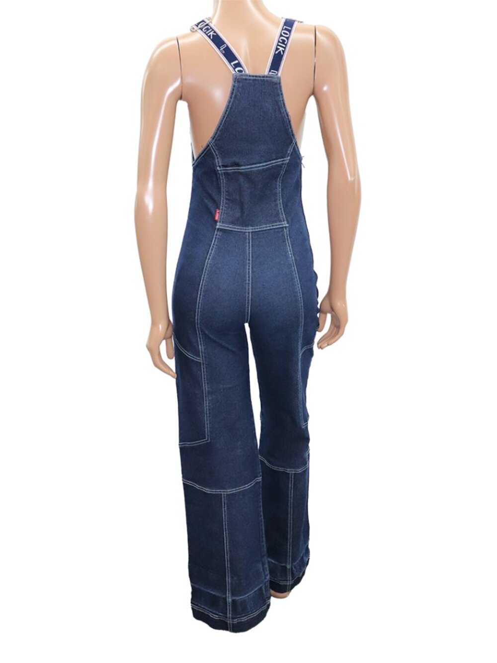 RARE LOGIK 90s Denim Jumpsuit Flared Wide Leg Overalls Canada 28 - Picture 6 of 6